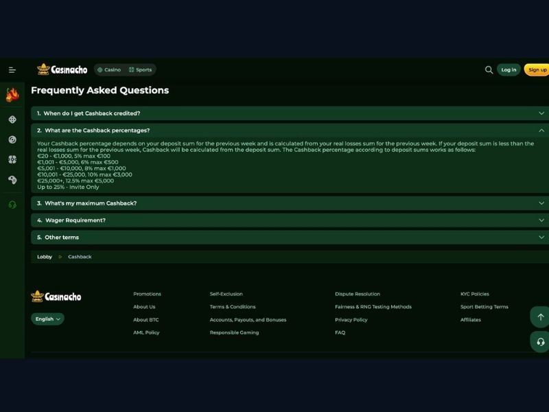 Cashback i rakeback Casinacho Nacho Casino dla gracza slotowego i turniejowego