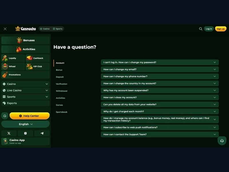 Aplikacja mobilna Casinacho Casino i live casino na smartfonie